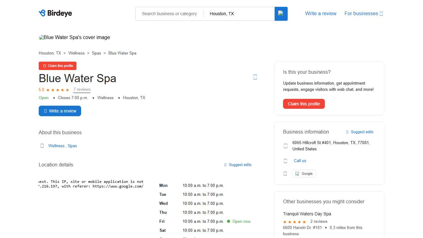 Blue Water Spa - 7 Reviews - Wellness in Houston, TX - Birdeye